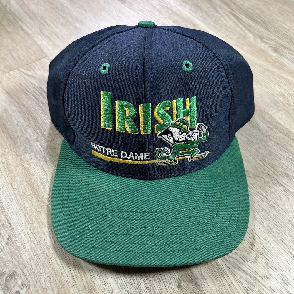 VTG Notre Dame Fighting Irish Snapback Hat College Blue Green Cap Made in USA